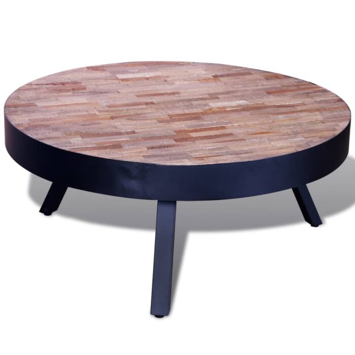 Table basse ronde Bois de teck recyclé – Image 1