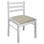 Chaises à manger lot de 2 blanc hévéa solide et velours – Image 2