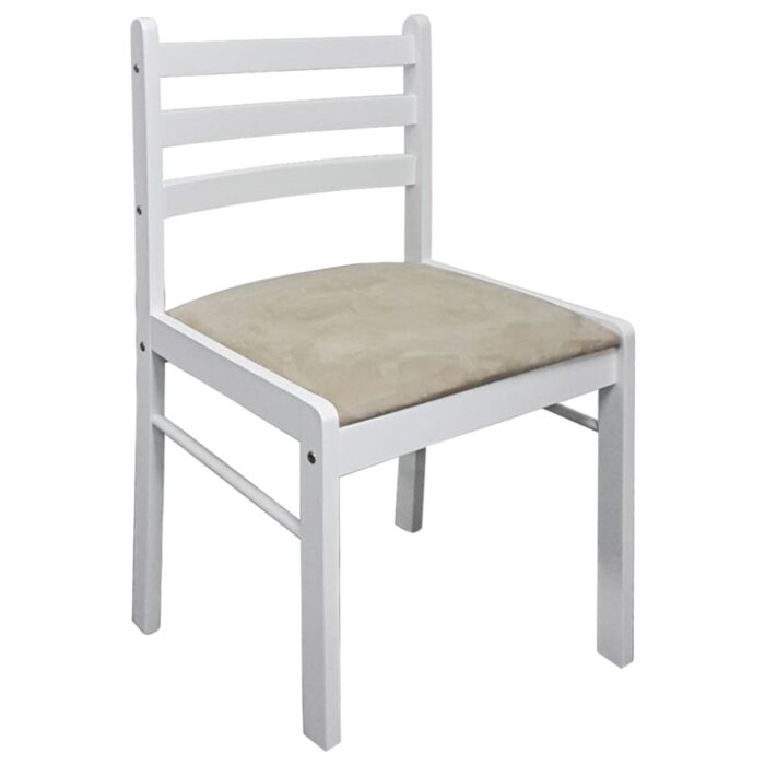 Chaises à manger lot de 2 blanc hévéa solide et velours – Image 2