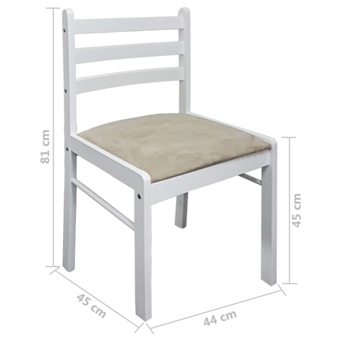 Chaises à manger lot de 2 blanc hévéa solide et velours – Image 4