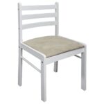 Chaises à manger lot de 4 blanc hévéa solide et velours – Image 2