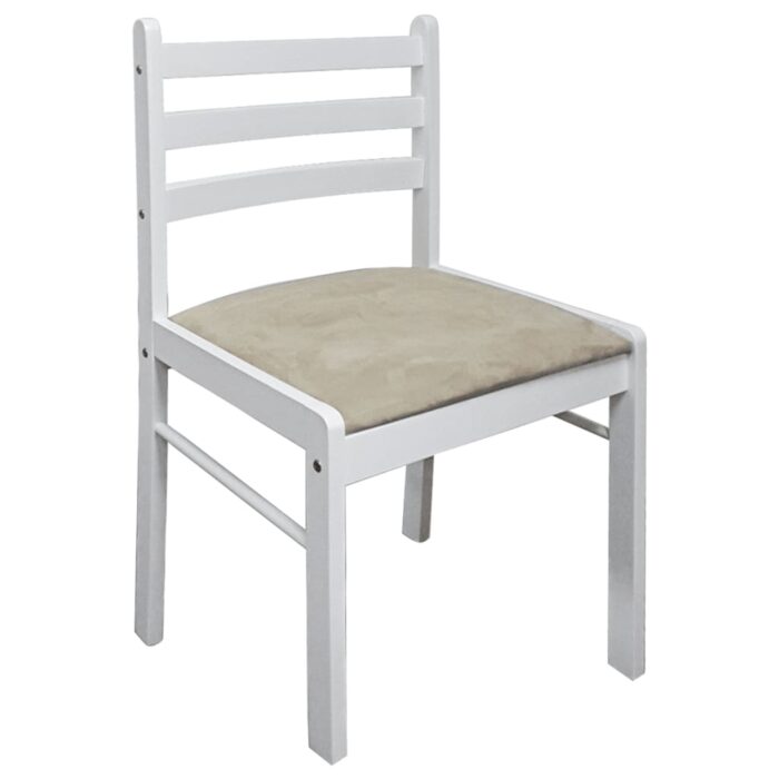Chaises à manger lot de 4 blanc hévéa solide et velours – Image 2