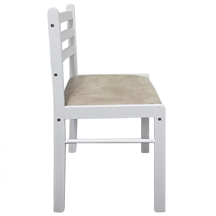 Chaises à manger lot de 4 blanc hévéa solide et velours – Image 3
