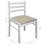 Chaises à manger lot de 4 blanc hévéa solide et velours – Image 4