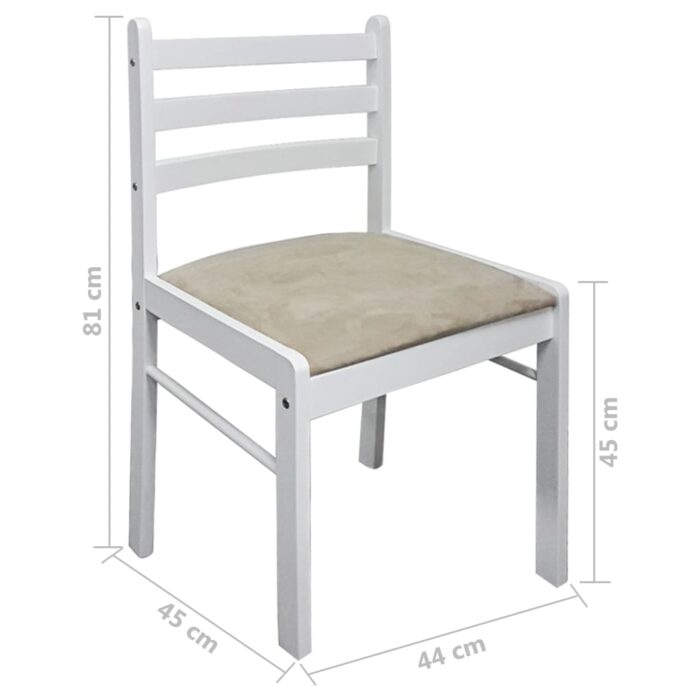 Chaises à manger lot de 4 blanc hévéa solide et velours – Image 4