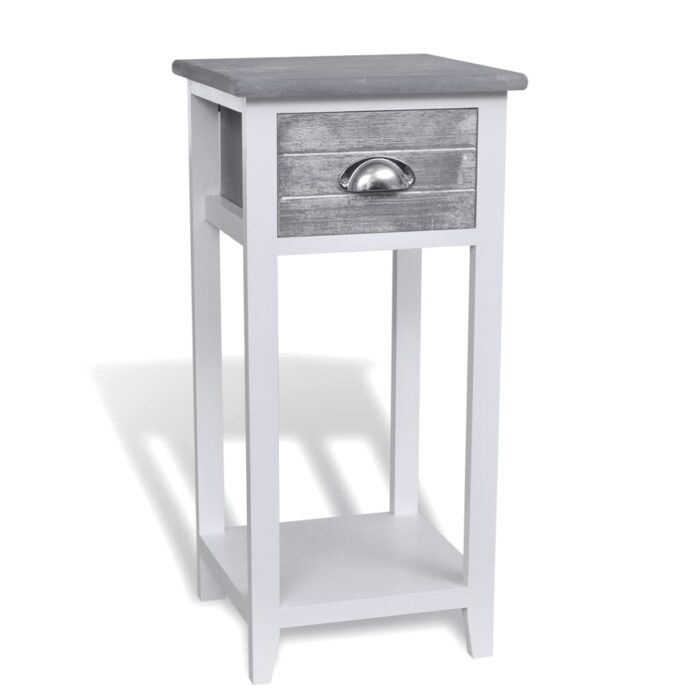 VXL8718475933601_a_en_hd_1.jpg Table de chevet avec 1 tiroir Gris et blanc – Image 1