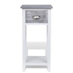 Table de chevet avec 1 tiroir Gris et blanc – Image 3