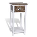 Table de chevet avec 1 tiroir Marron et blanc