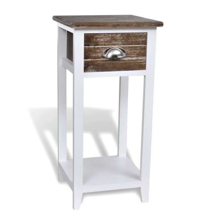 VXL8718475933618_a_en_hd_1.jpg Table de chevet avec 1 tiroir Marron et blanc – Image 1