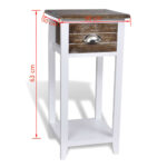 Table de chevet avec 1 tiroir Marron et blanc – Image 4