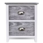 Table de chevet 2 pcs avec 2 tiroirs Gris et blanc – Image 4