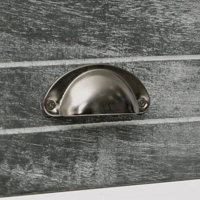 Table de chevet 2 pcs avec 2 tiroirs Gris et blanc – Image 6