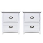 Table de chevet 2 pcs avec 2 tiroirs Blanc – Image 2