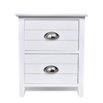 Table de chevet 2 pcs avec 2 tiroirs Blanc – Image 4