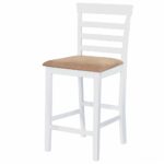 Set table et 4 chaises de bar en bois coloris blanc – Image 2