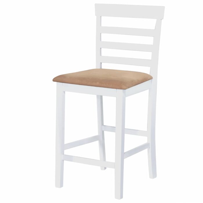 Set table et 4 chaises de bar en bois coloris blanc – Image 2