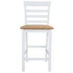 Set table et 4 chaises de bar en bois coloris blanc – Image 3