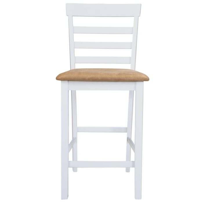 Set table et 4 chaises de bar en bois coloris blanc – Image 3