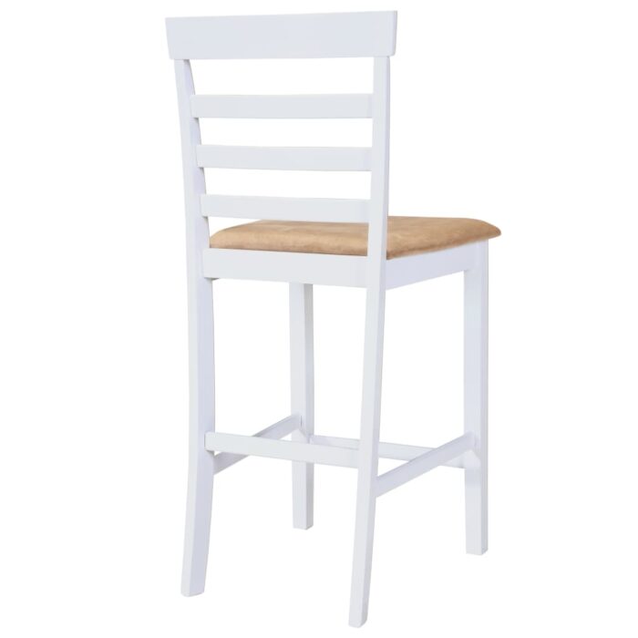 Set table et 4 chaises de bar en bois coloris blanc – Image 5