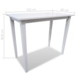 Set table et 4 chaises de bar en bois coloris blanc – Image 7