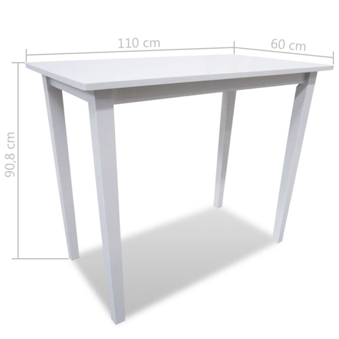 Set table et 4 chaises de bar en bois coloris blanc – Image 7