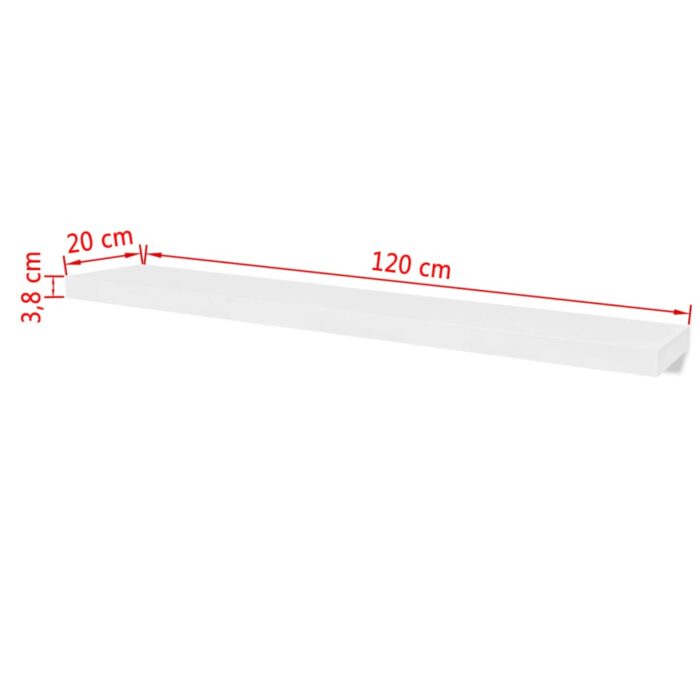 2 Étagères murales MDF Blanc Rangement de livres/DVD – Image 3