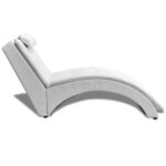 Chaise longue avec oreiller Blanc Similicuir – Image 3