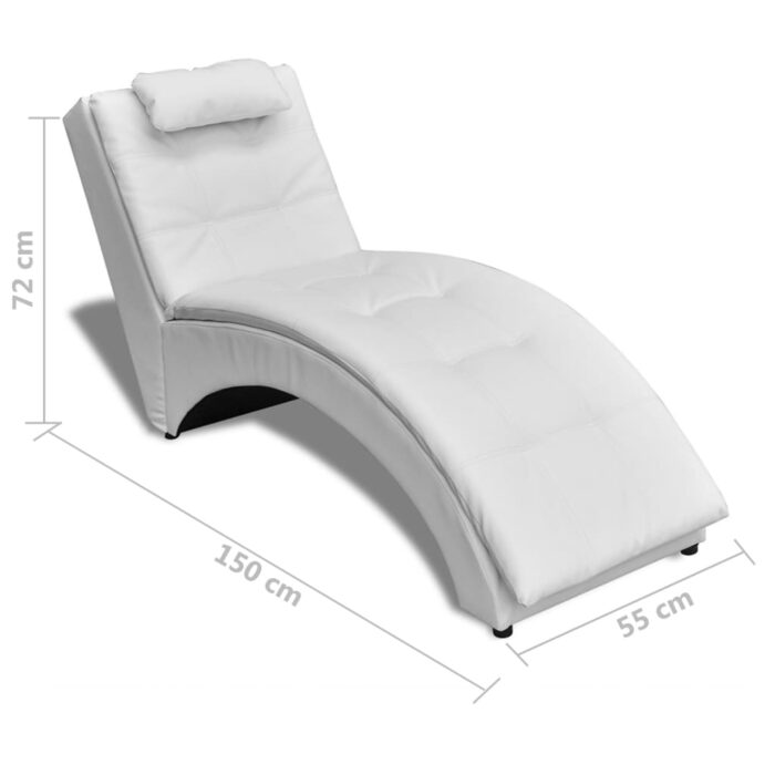 Chaise longue avec oreiller Blanc Similicuir – Image 5