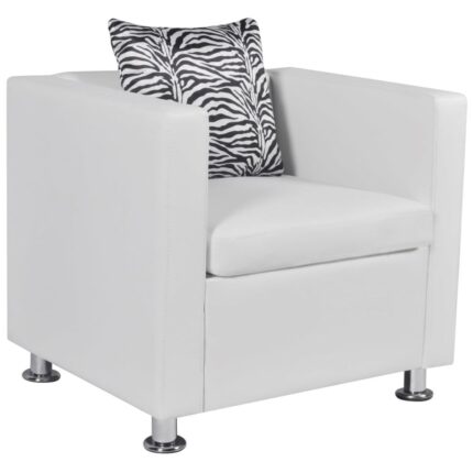 Fauteuil blanc similicuir