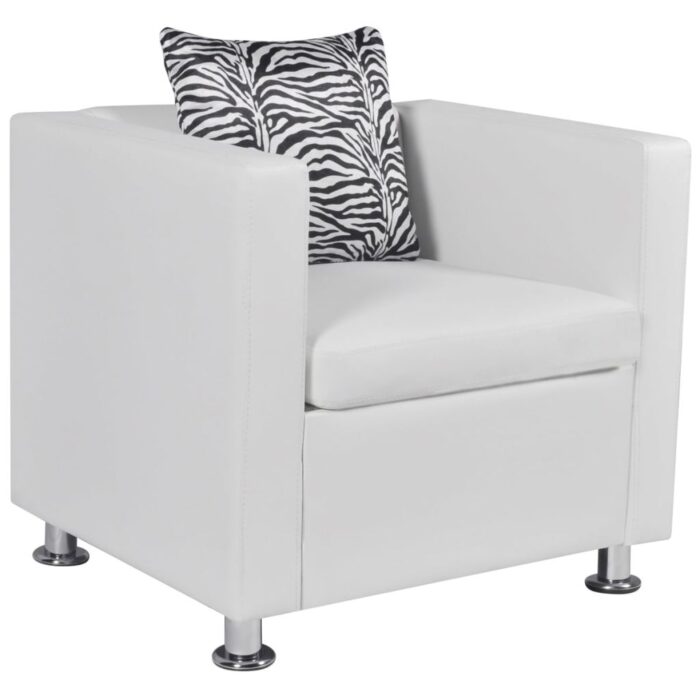 Fauteuil blanc similicuir – Image 1