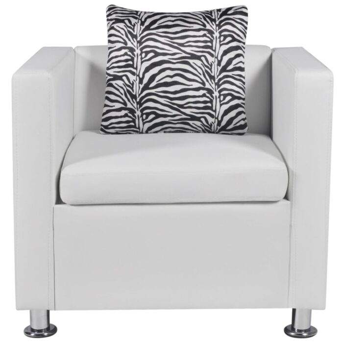Fauteuil blanc similicuir – Image 2