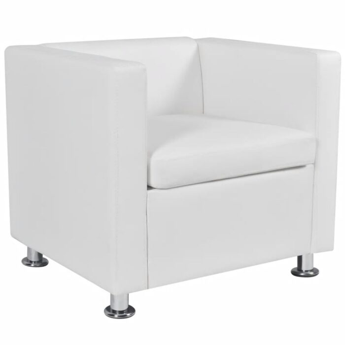 Fauteuil blanc similicuir – Image 3