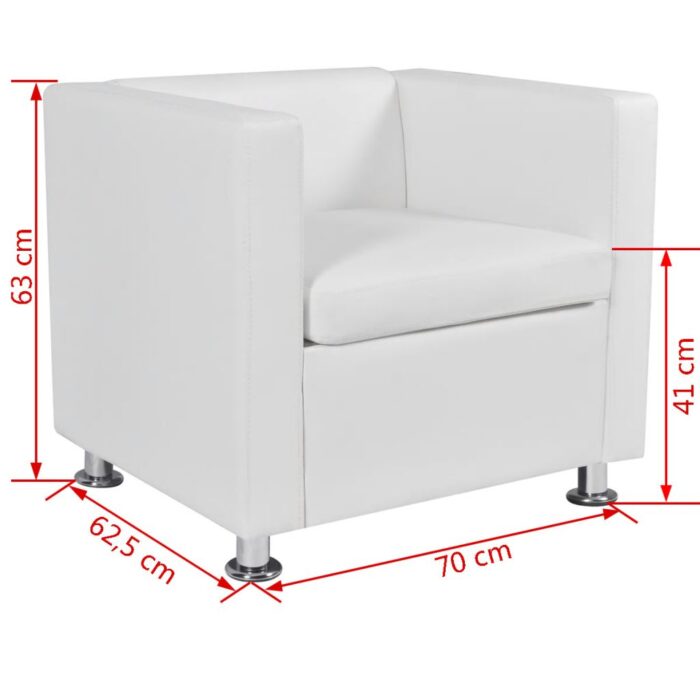 Fauteuil blanc similicuir – Image 5