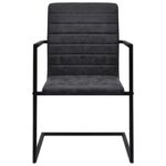 Chaises à manger cantilever lot de 2 noir similicuir – Image 3