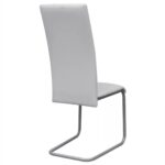 Chaises à manger cantilever lot de 4 blanc similicuir – Image 4