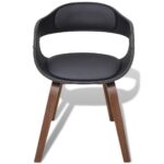 Chaises à manger lot de 6 noir bois courbé et similicuir – Image 2