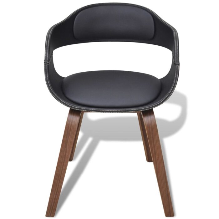 Chaises à manger lot de 6 noir bois courbé et similicuir – Image 2