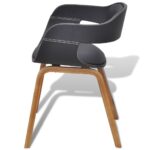 Chaises à manger lot de 6 noir bois courbé et similicuir – Image 3