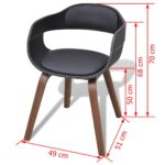 Chaises à manger lot de 6 noir bois courbé et similicuir – Image 5