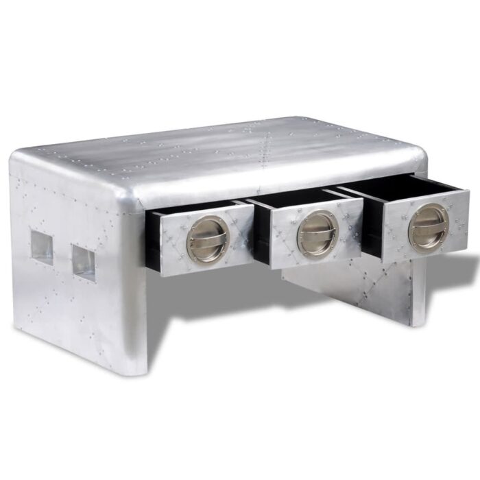 Table basse 3 tiroirs vintage Style d'aviation – Image 2