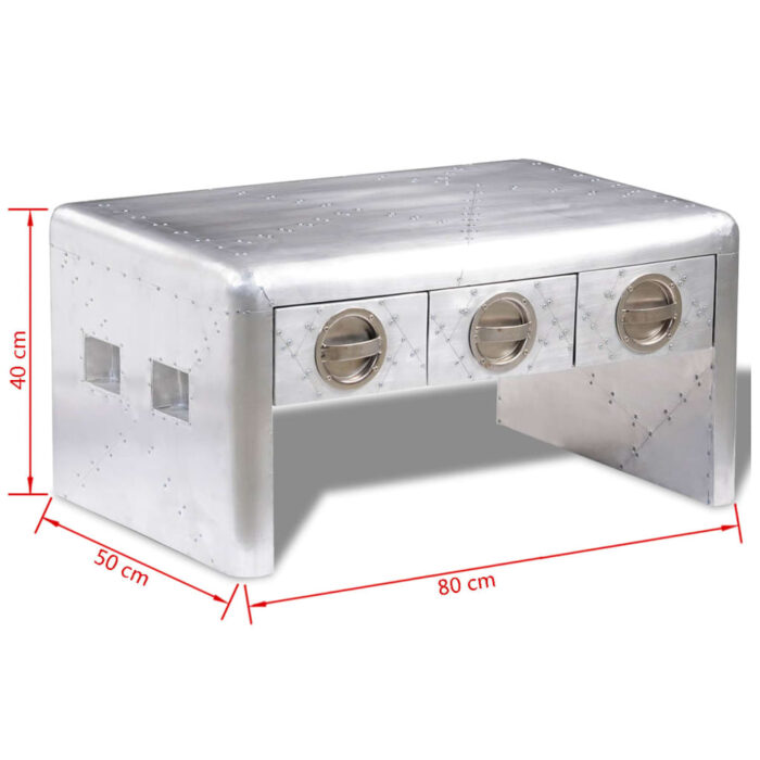 Table basse 3 tiroirs vintage Style d'aviation – Image 4