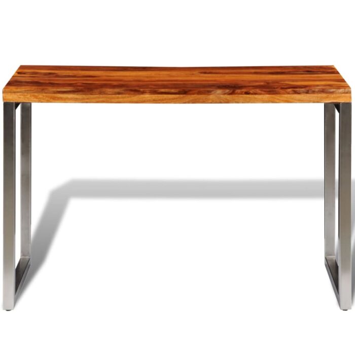 Table à manger avec pieds en acier bois massif – Image 4