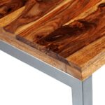 Table à manger avec pieds en acier bois massif – Image 5