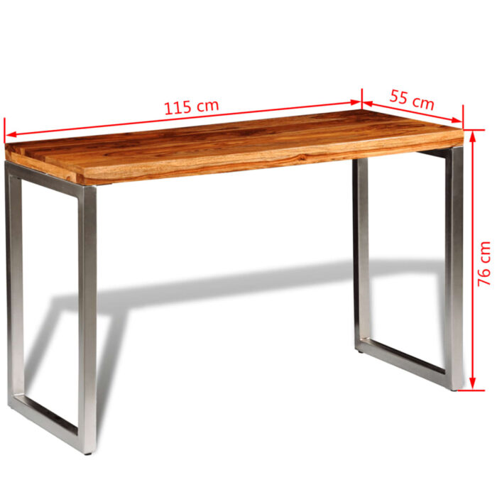 Table à manger avec pieds en acier bois massif – Image 6