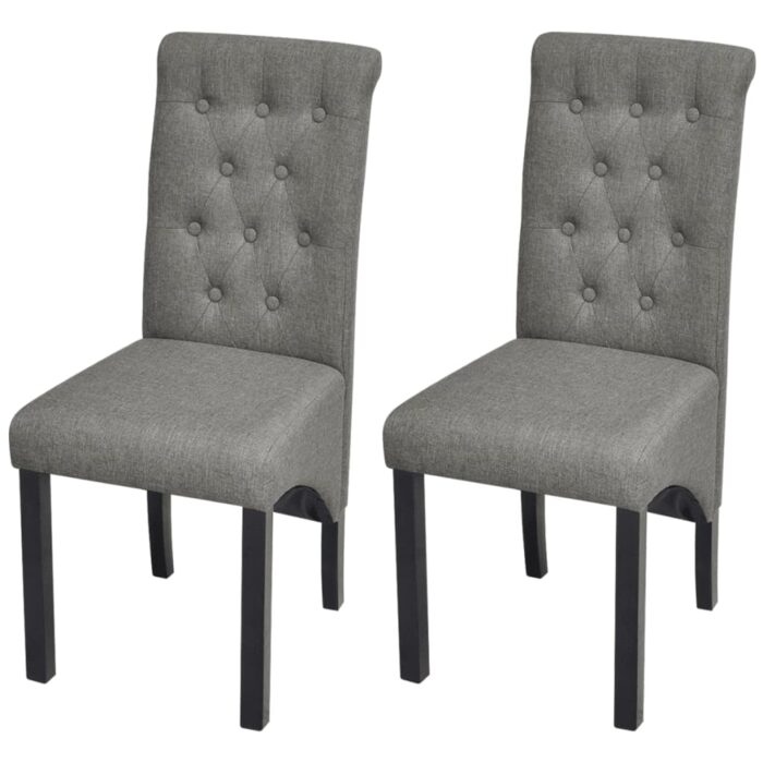 Chaises à manger lot de 2 gris clair tissu – Image 1