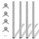 4 pieds de table réglables en hauteur 870 mm Chromé