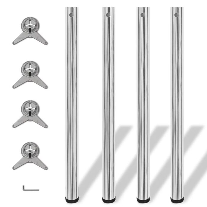 4 pieds de table réglables en hauteur 870 mm Chromé – Image 1