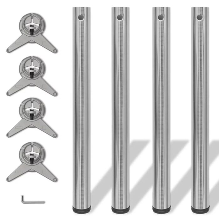 4 pieds de table réglables en hauteur 710 mm Nickel brossé – Image 1