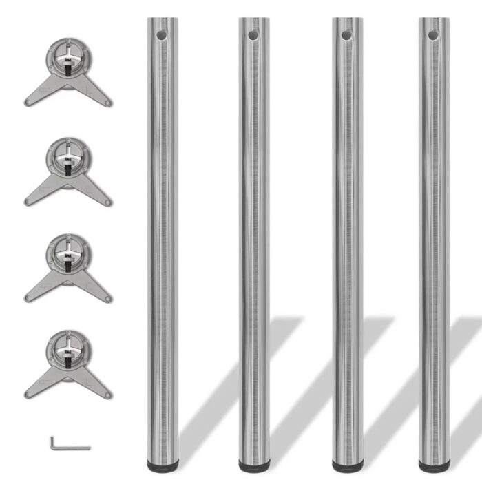 4 pieds de table réglables en hauteur 870 mm Nickel brossé – Image 1