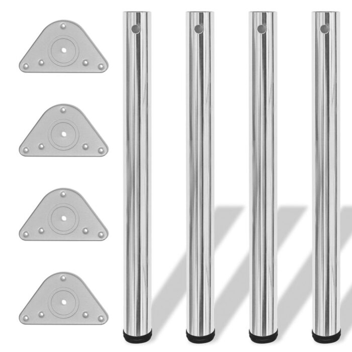 4 pieds de table réglables en hauteur 710 mm Chromé – Image 1